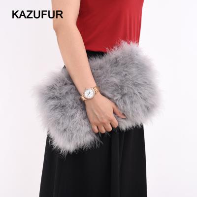 China Ladies Fluffy Classic Fur Handbag Turkey Feather Fur Handbag for sale