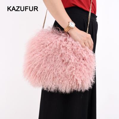 China Fashion Style Fashion Comfortable Casual Daily Bag Women Real Mongolian Lamb Fur Bag for sale