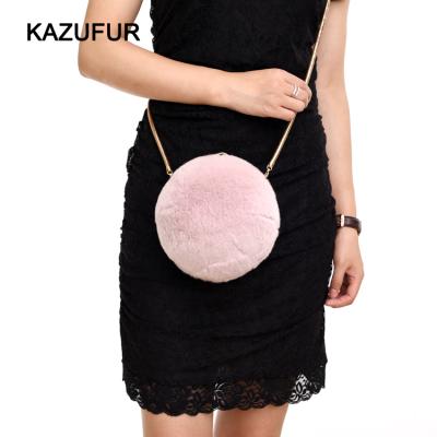 China High Quality Fashion Design Girls Ball Shape Fur Bag Rabbit Fur Bags for sale