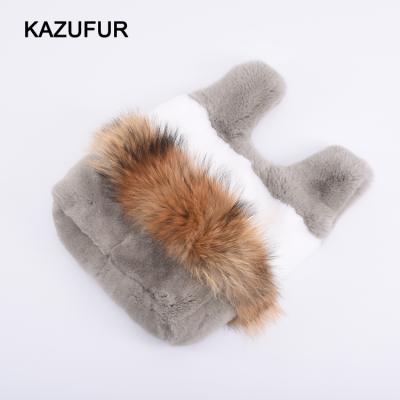 China Kazufur Fashion Real Fur Handbag Ladies Handbag Raccoon Rabbit Fur Striped Fur Bag for sale