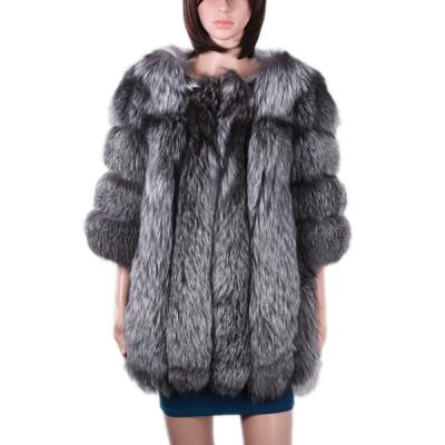 China Anti-shrink women silver fox fur coat/winter warm fur coat/fox fur coat for women KZ160039 for sale