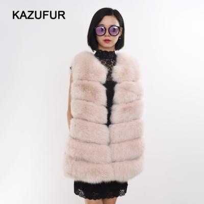 China Breathable Fox Fur Vest Women Casual Vest Real Pink Color Fur Vest for sale