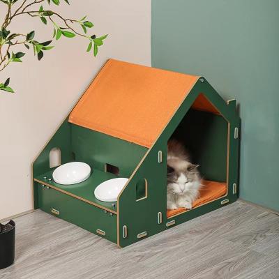 China Cat Scratcher Bed Sofa House Detachable Multifunctional Breathable With Bowls for sale