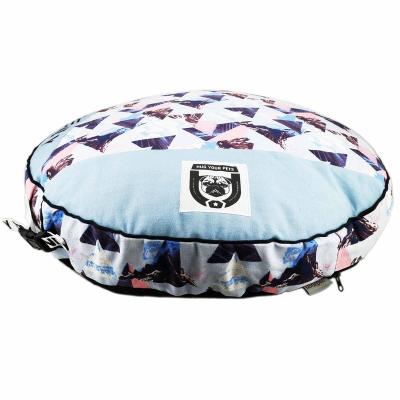 China Wholesale Travel Dog Cat Round Padded Pillow Soft Comfortable Canvas Mat Bed Eco Friendly Pet Supplies Products Accessories for sale