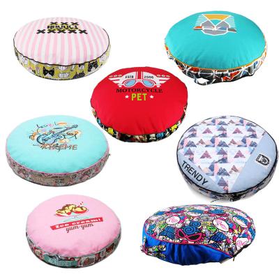 China Wholesale Travel Dog Cat Round Padded Pillow Soft Comfortable Canvas Mat Bed Eco Friendly Pet Supplies Products Accessories for sale