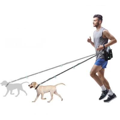 China Custom Stocked Logo Running Climbing Hand Free Dog Harness Leash For Running Pocket Hands Free Bag for sale