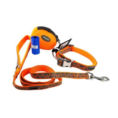 China Viable Various Colors Dog Collars And Reflective Leashes With Dog Poop Dispenser for sale