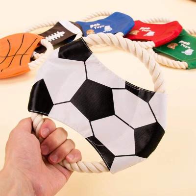 China Vigorous Bite Stored Heavy Duty Interactive Pet Toys Dog UFO Cotton Rope Canvas Frisbeed Training Outdoor Toy for sale