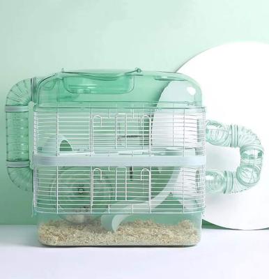 China Multifunctional Breathable Ready Luxury Acrylic Stock ABS Slide 2 Layers Tunnel Hamster Cage Bedroom for sale