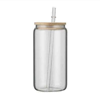 China Viable Tumbler Mugs For Unbreakable Sublimation Printing With Straw Clear Plastic Beer Glass With Lid Bamboo Sublimation Glass Box for sale