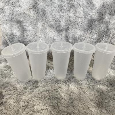 China Single Wall LGBT Pride Stadium with Lids and Straws summer 16oz 24oz 480ml 700ml glitter Reusable Frosted plastic 5 Reusable glitter Cups for sale