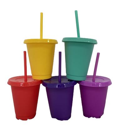 China Summer Single Wall Factory Price With Flat Lids With Lids And Reusable Matte Plastic Straws BPA Free 16oz 24oz 5 Cups for sale