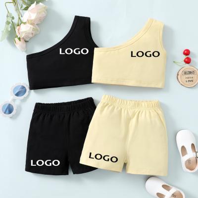 China Breathable Custom Baby Clothes Toddler Summer Kids Clothes Sleeveless 2pcs Cotton Baby Clothes Girls Set for sale