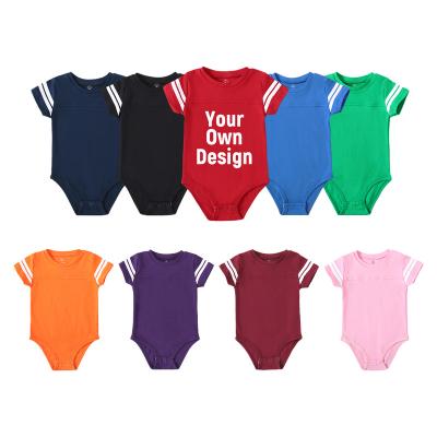 China Custom Daily Wear Baby Clothes Boys Plain Neutral Baby Boys Sports World Cup Rompers Cotton Jumpsuit White Newborn Baby Clothes for sale