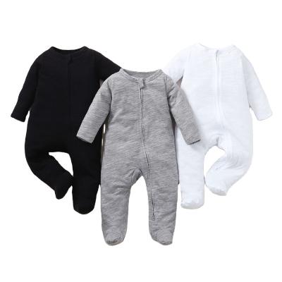 China Daily Wear Amazon Baby Romper Jumpsuit Solid Color Solid Color Baby Bamboo Pajamas Long Sleeve Baby Clothes Romper for sale