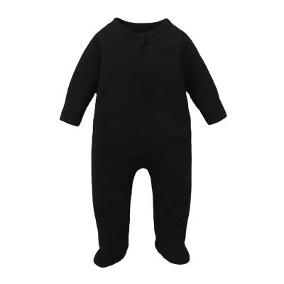 China Daily Clothing Customized Color Blank Clothes Kids Long Sleeve Zipper Footed Pajamas Baby Clothes Bamboo Baby Romper for sale