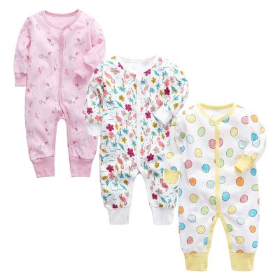 China Daily apparel hot sale spring cotton full sleeved 100% cotton kids pajamas baby dot print newborn jumpsuit for babies for sale