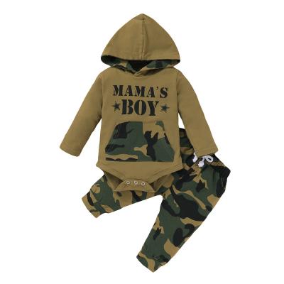 China Other Baby Boy 3Pcs Little Brother Camouflage Romper Tops +Pants Outfits Set Loose Baby Clothes Boy's Clothing Sets for sale