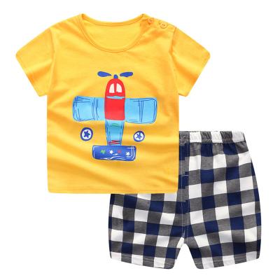 China 100% Cotton Children's Clothing Others Hot Sale Summer Children's Suit Boys and Girls Casual 2 Piece Suit Cartoon Baby Clothing Set for sale