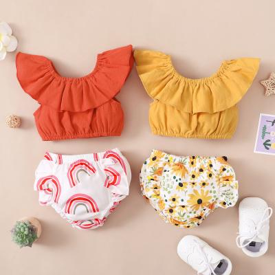 China Babies Summer 2pcs Short Sleeve Cotton Briefs Breathable Baby Clothes Kids Set for sale