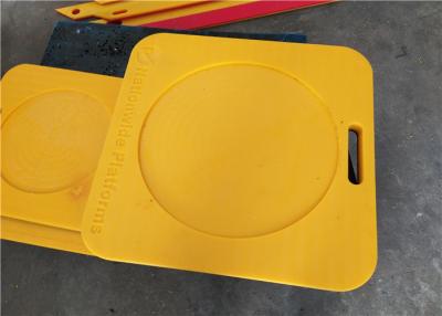 China rubber coated uhmwpe plastic yellow color crane foot pad with cutting handle for sale