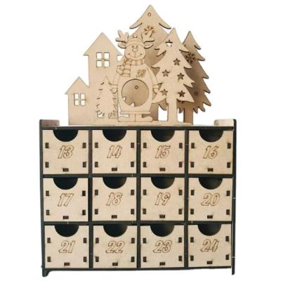 China Recyclable DIY Christmas Empty Advent Calendar Cute Kraft Paper Christmas Cardboard Number Boxes Countdown Calendar Advent Xmas Gift Box for sale