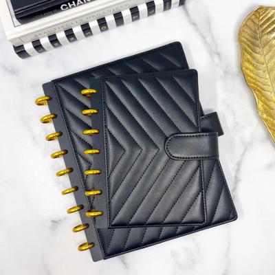 China Hardcover 2024 Hot Selling PU Leather Notebook Cover Luxe Quilted Planner Set Snap closure Notebooks for sale