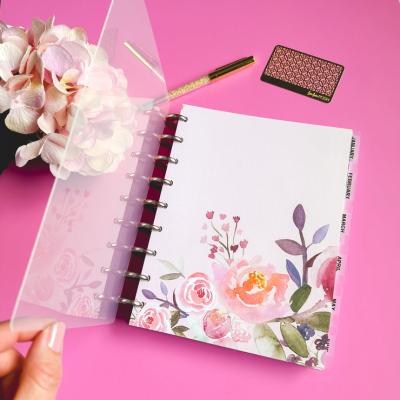 China Hardcover Clear Planner Covers Binder Transparent Notebook Round Ring Binder Cover PP Cover Notebook for sale