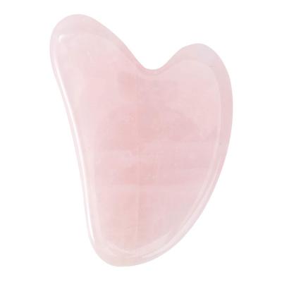 China Custom Made Pink Rose Gift Natural Guasha Stone Whitening Set Rose Quartz Facial Heart Shape Massager Tools for sale