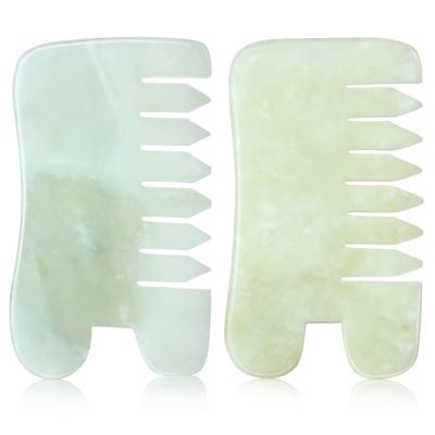 China Wholesale Green Jade Tool Whitening Crystal Natural Jade Stone Stress Relief Scalp Massage for sale