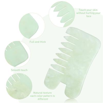 China Whitening Hot Natural Gua Sha Jade Stone Head Scalp Massage Comb for Head Massage for sale