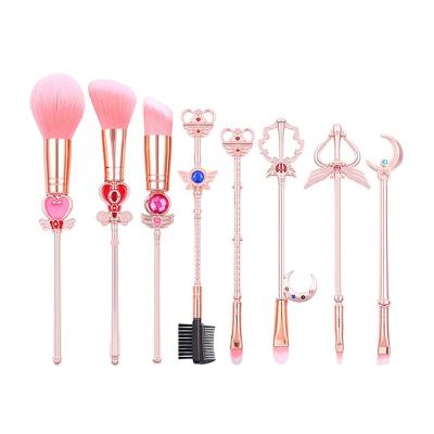 China Angular Blush Makeup Brush 8pcs Set Magic Girl Rose Cardcaptor Sakura Cosmetic Brushes (173g Rose Gold) for sale