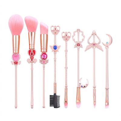 China Angular Blush Professional Magical Girl Rose Makeup Brush 8 Pcs Set Cosmetic Brushes With Eye for sale