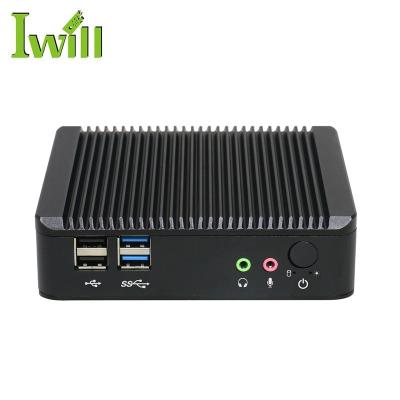 China Fanless cheap price 8GB RAM slim client fanless mini computer with LAN 2 barebone system for sale