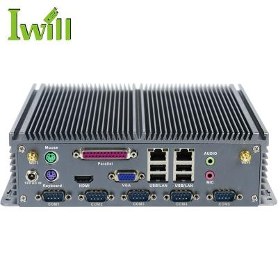 China Pure Aluminum Barebone System Fanless IBOX-206 Plus Industrial Fanless PC J1900 Dual LAN With LPT Port for sale