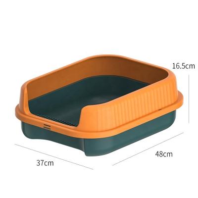 China 2022 Xiwei High Side Spill Proof Barrier Cat Toilet Pet Supplies Breathable Cat Litter Box Wholesale Semi Closed Large Cat Litter Box for sale