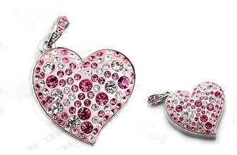 China wholesale female usb flash drive 32GB, diamond heart usb flash drive for sale