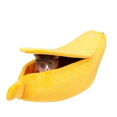 China 2023 Hot Selling Cute Banana Pet Beds And Accessories Washable Pet Cat Dog Beds Breathable for sale