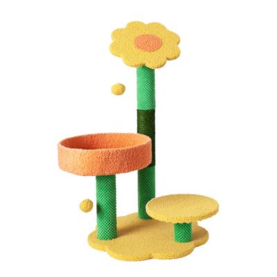 China Large Cat Tree Tower Furniture Scratch Wall Mounted Play Viable Cat Climbing Post Pet Room Cat Tree Sisal Frameodern Wood for sale