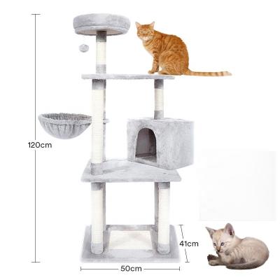 China Viable Modern Multifunctional Wholesale Cat Tree House Cat Climbing Plush Sisal Tree Tower for sale