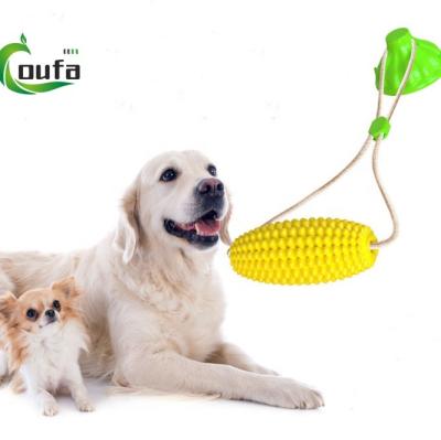 China Molar Chew Toy For Puppy Large Dog Bite Toy Pet Tooth Cleaning Treat Sale Corn Shape Suction Cup Viable Hot Dog Chew for sale