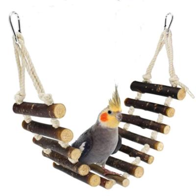 China Viable Bird Parrot Swing Chewing Toys Natural Wooden Ladder Rope Swing Bridge Toys Best For African Gray Cock Parrots Budgies Parrots for sale