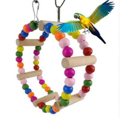 China Viable Colorful Pet Birds Toys Cage Swing Bridge Set Bird Accessories Parrot Climb Circular Hanging Swing Toys for sale