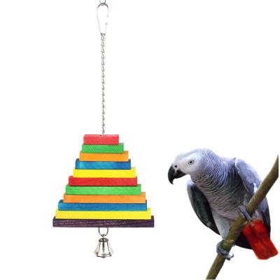 China Large Whoealse Viable Natural Wooden Block Chewing Toy Chewing Cage Bite Macaws Cokatoos African Gray Parrot Toys for sale