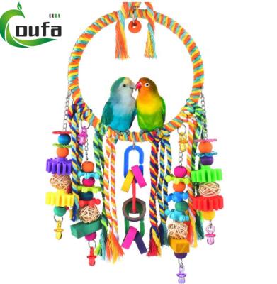 China New Viable Hot Sale Pet Bird Toys Hanging Rope Toys Multicolor Type For Bird Toy Calopsita Parrot Rope Bungee Accessories for sale