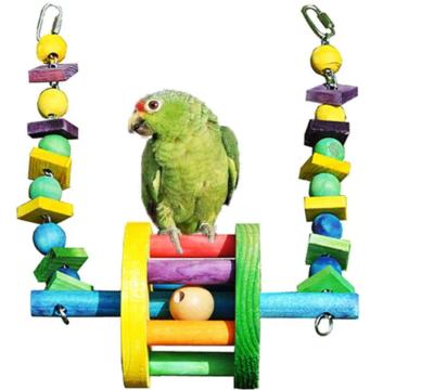 China Make Bird Parrot Toy Fun Natural Colorful Parrot Toys Training Wooden Chew Stand Go Fly Large Birds Party Parrots Toy Educational Toys For Birds for sale