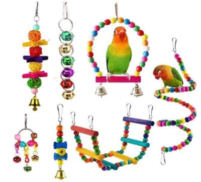 China Various Viable Hot Selling Position Bird Toy Set Parrot Cage Set Parrot Cage Toys Bird Swing Toys Bells Accessories for sale