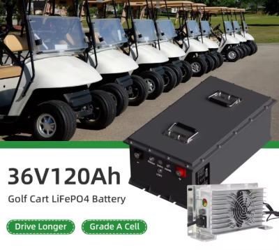 Cina 4.6 KWh 36V 120Ah Golf Cart Club Auto a quattro ruote Batteria elettrica al litio ferro fosfato al litio con caricabatterie a display in vendita