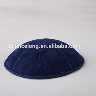 China Embossing Image PU Suede Kippah Logo for sale