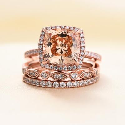 China Trendy Ring Jewelry Lady Silver White Fashion Gold Plated Baguette Crystal 925 Sterling Silver Women Diamond Rings for sale